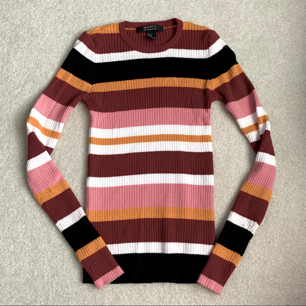 Ribbed striped knit top